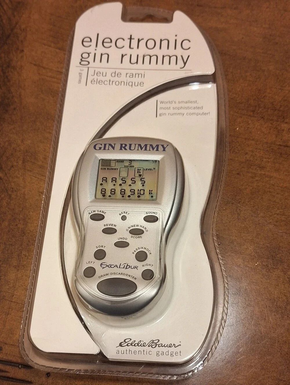 Gin Rummy Vintage Rare Electronic Handheld Game By Eddie Bauer - Silver 